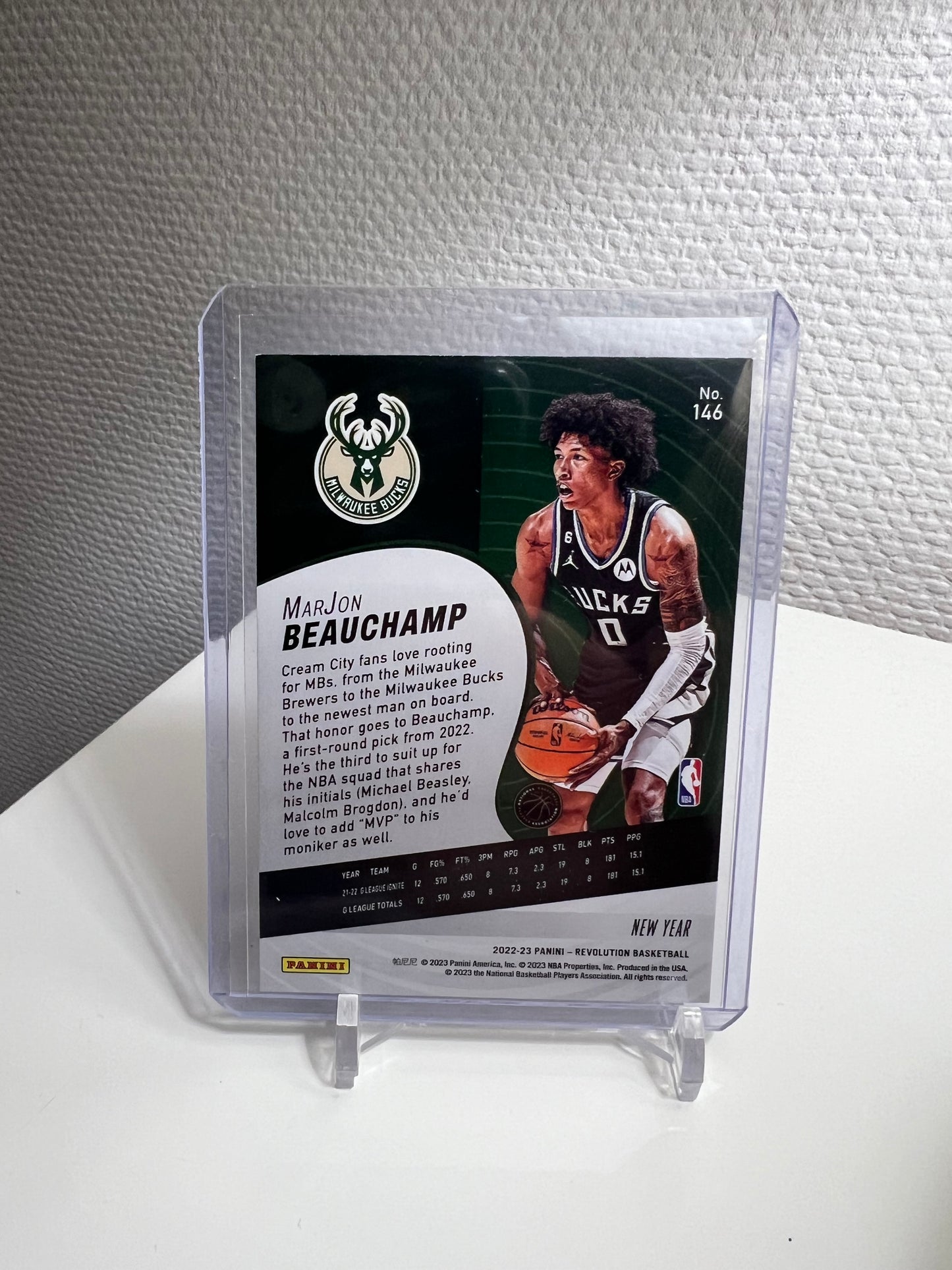 Revolution 22-23 - MarJon Beauchamp New Year RC Card - Milweaukee Bucks