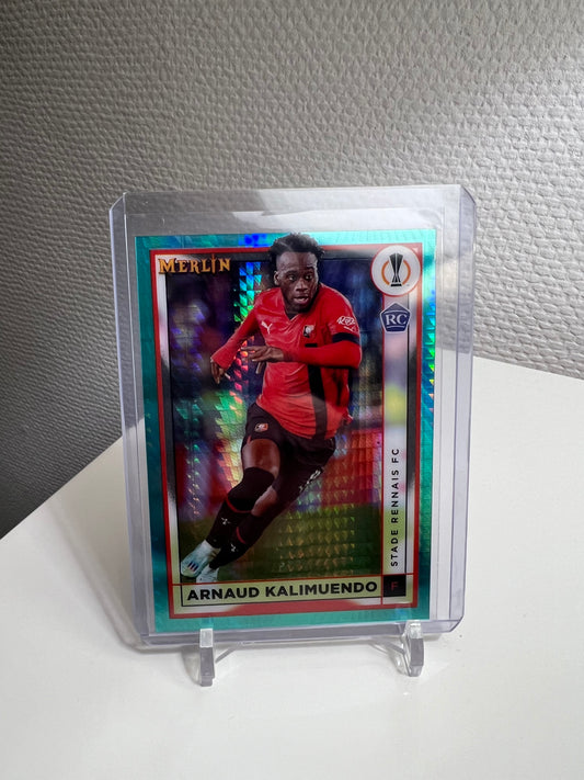 Merlin Chrome 22-23 - Arnaud Kalimuendo Aqua Prism RC Card - Stade Rennais