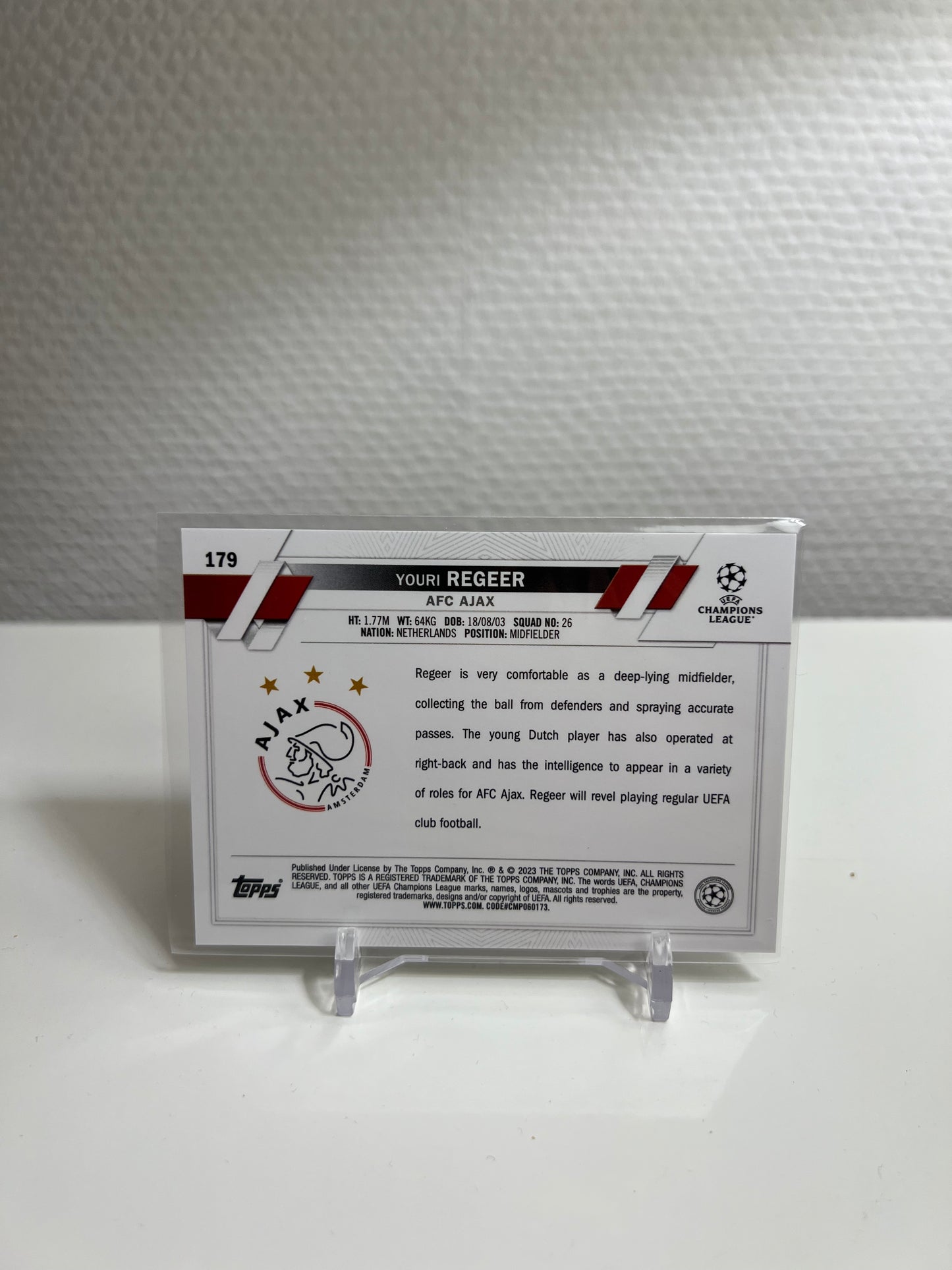 Chrome 22-23 - Youri Regeer RC Card - Ajax Amsterdam