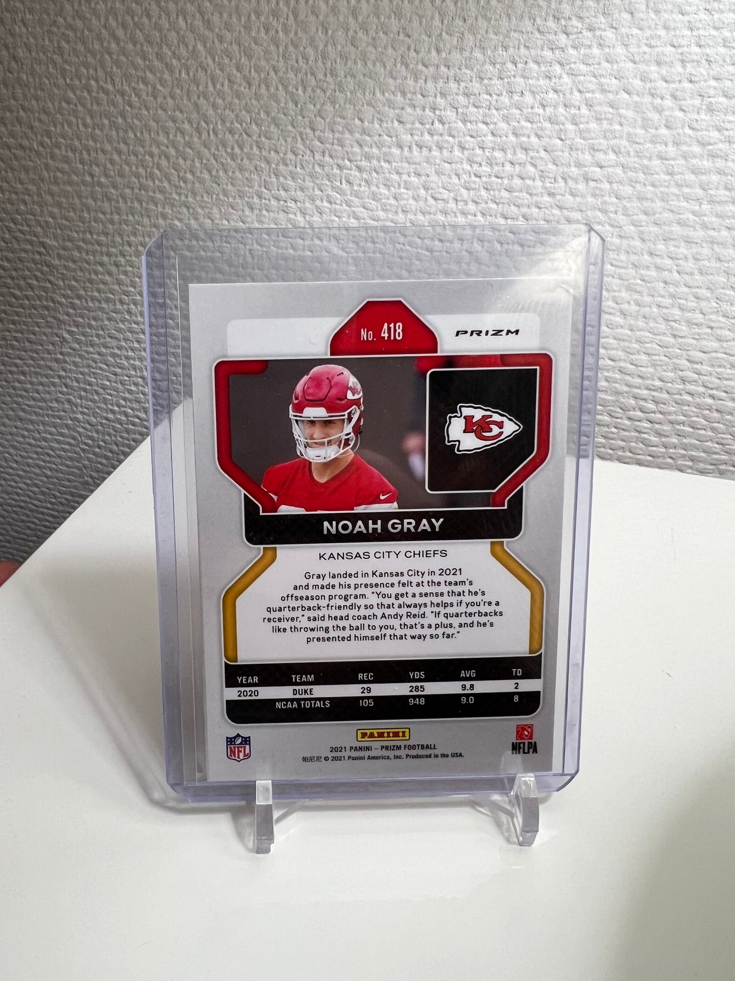 Prizm 21 - Noah Gray Orange Velocity RC Card - Kansas City Chiefs