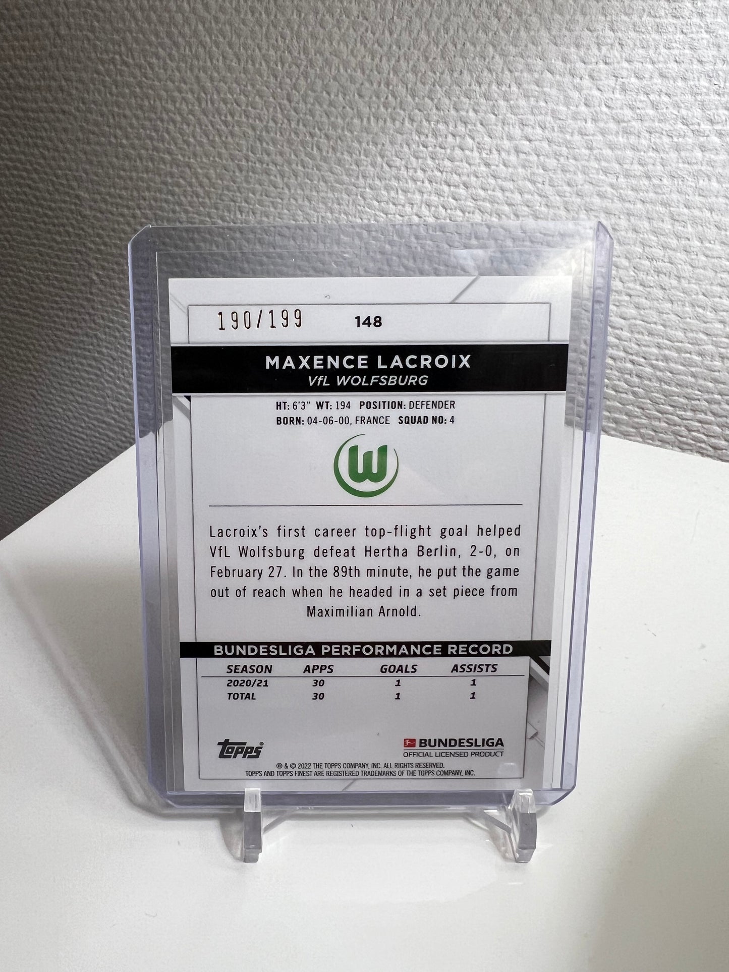 Finest 21-22 - Maxence Lacroix Black /199 - VfL Wolfsburg