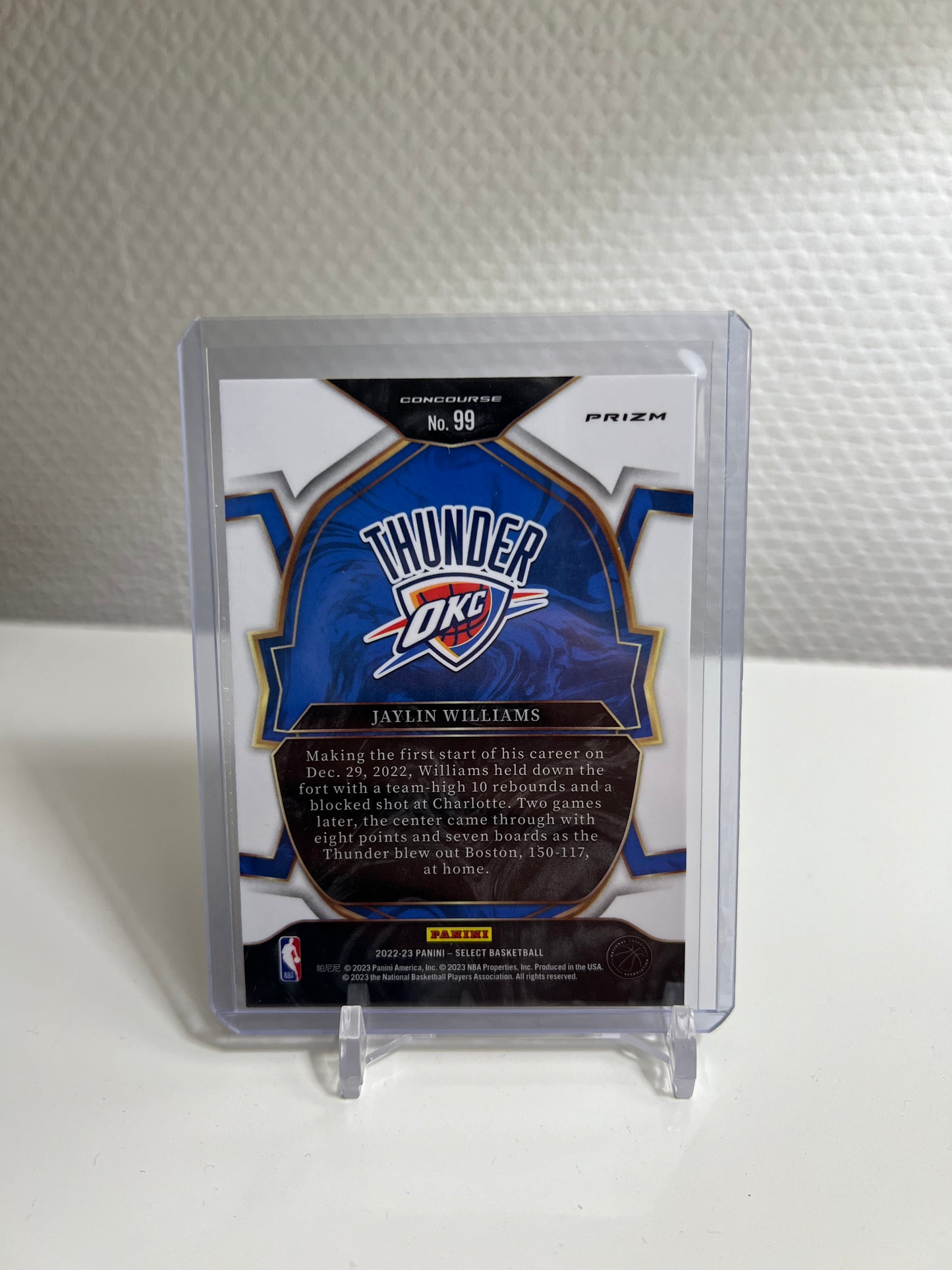 Select 22-23 - Jaylin Williams Orange Shimmer Prizm RC Card - Oklahoma City Thunder