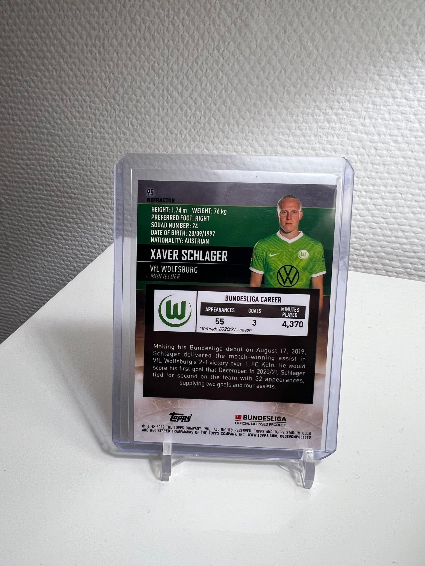 Stadium Club Chrome 21-22 - Xaver Schlager Refractor - VfL Wolfsburg
