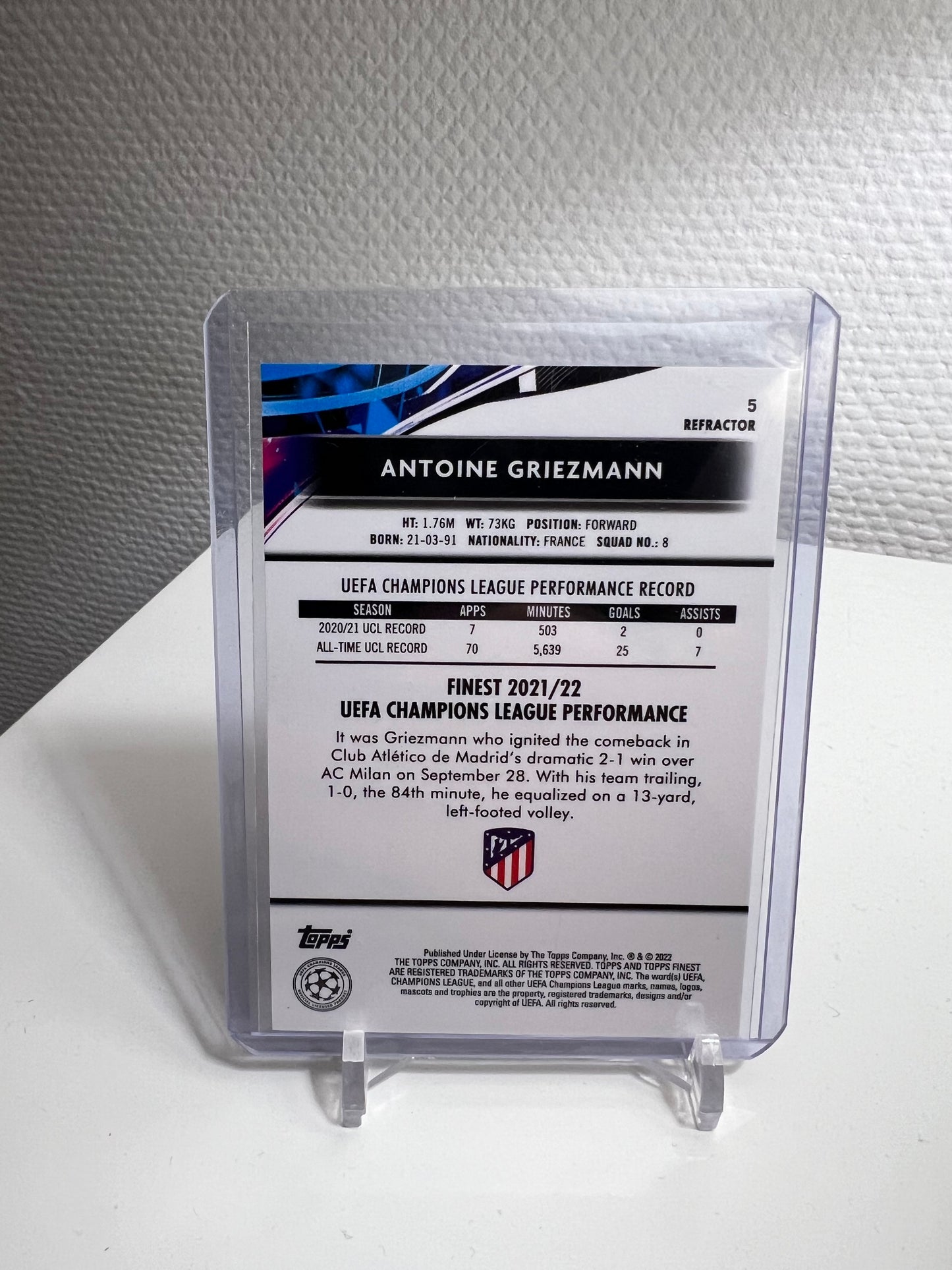 Finest 21-22 - Antoine Griezmann Refractor - Atletico Madrid