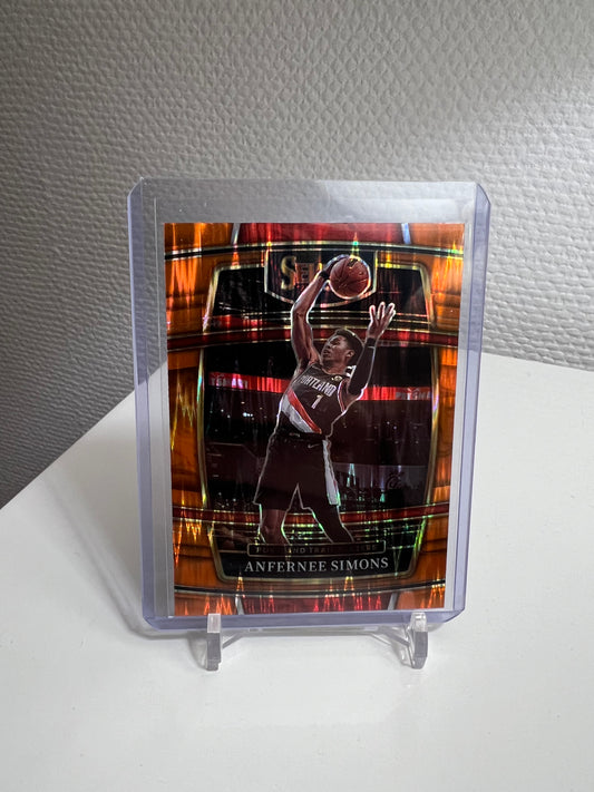 Select 21-22 - Anfernee Simons Orange Shimmer Prizm - Portland Trailblazers
