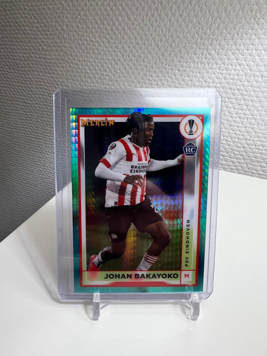 Merlin Chrome 22-23 - Johan Bakayoko Aqua Prism RC Card - PSV Eindhoven