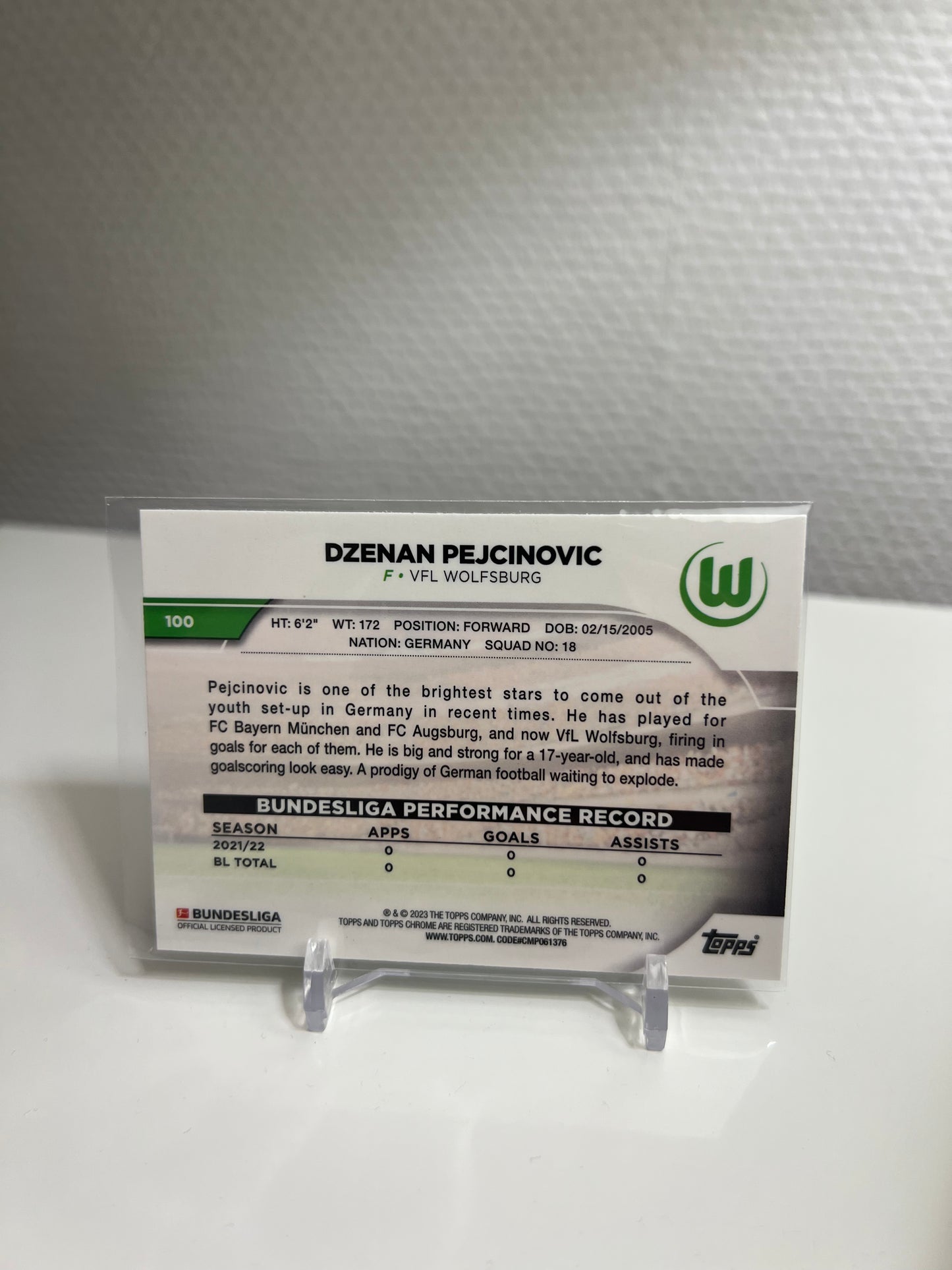 Chrome 22-23 - Dzenan Pejcinovic RC Card - VFL Wolfsburg