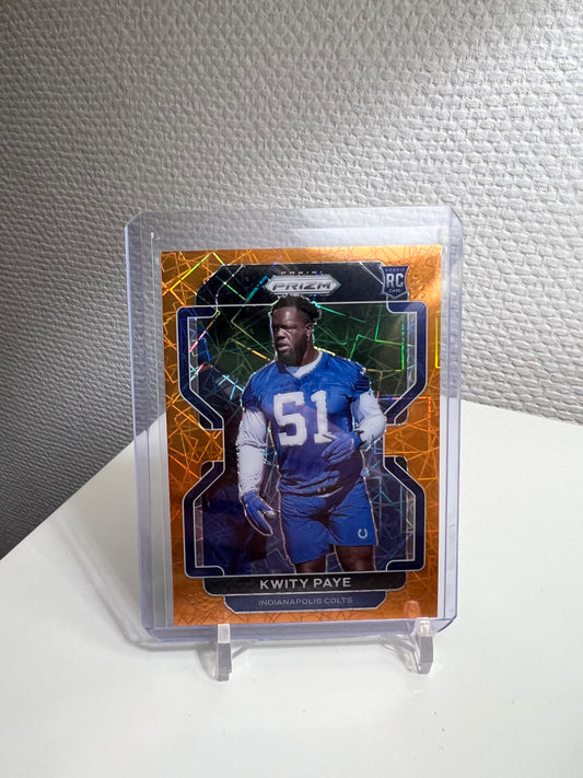 Prizm 21 - Kwity Paye Orange Velocity RC Card - Indianapolis Colts