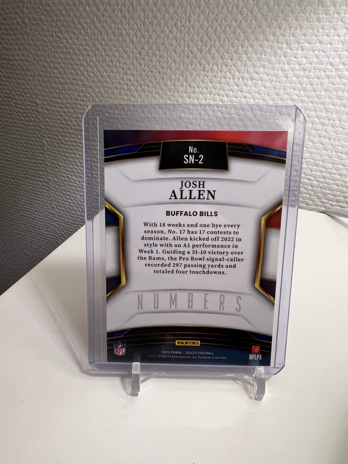 Select 22 - Josh Allen Numbers 17 - Buffalo Bills #SN-2