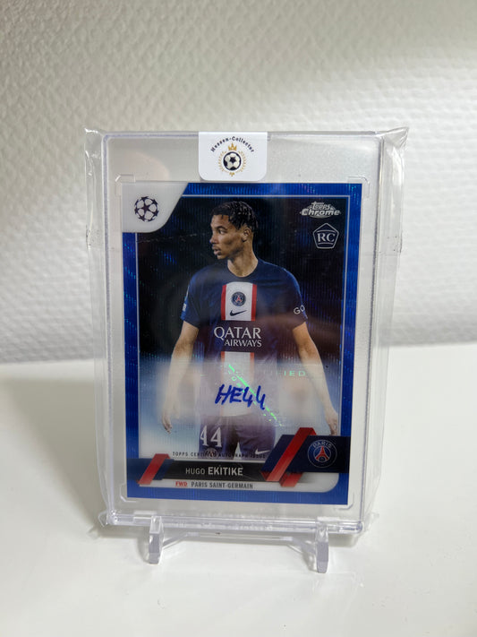 Chrome 22-23 - Hugo Ekitike Autograph Blue Wave /75 RC Card - Paris Saint-Germain #CA-HE