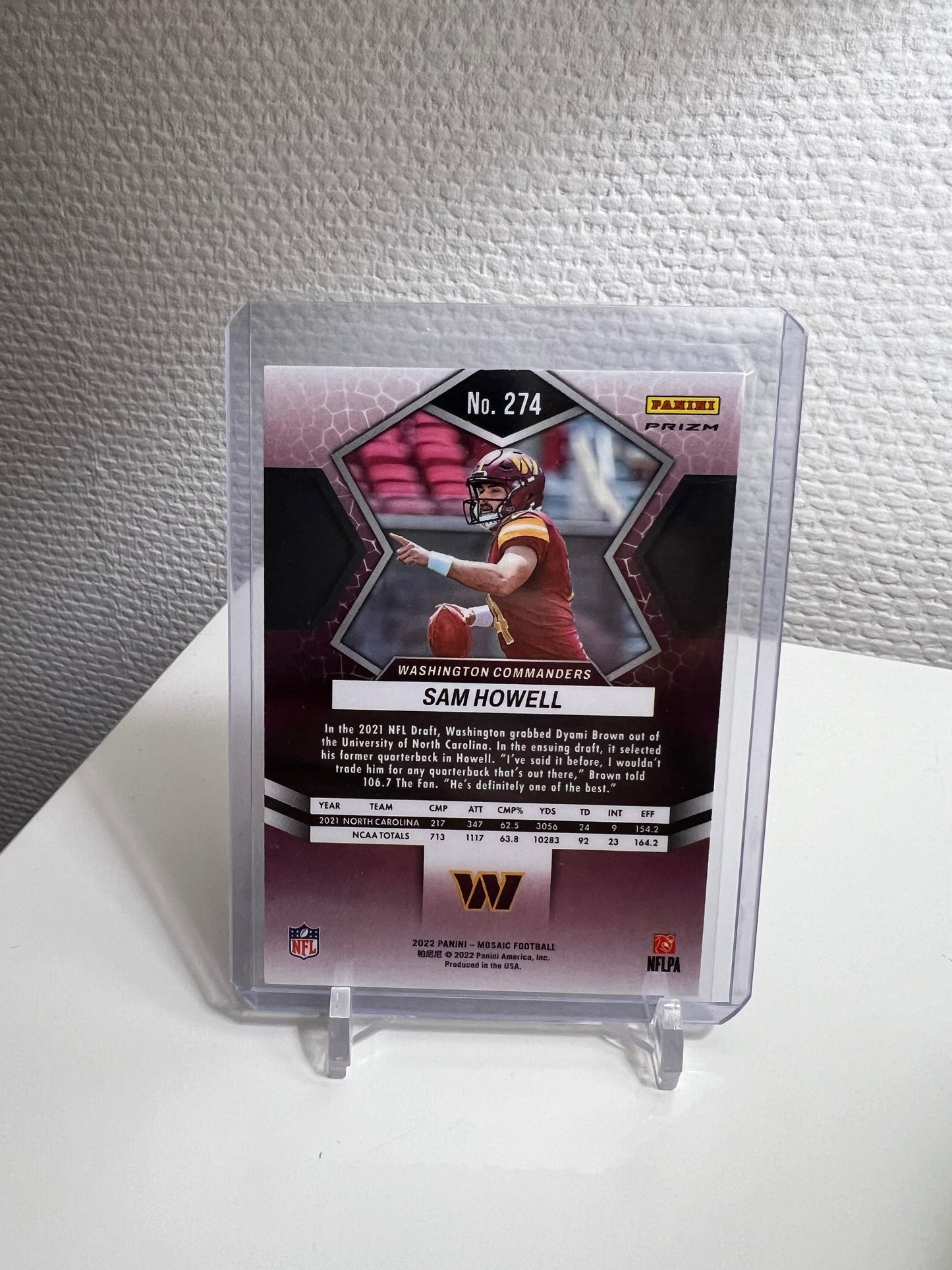Mosaic 22 - Sam Howell Green Prizm RC Card NFL Debut - Washington Commanders