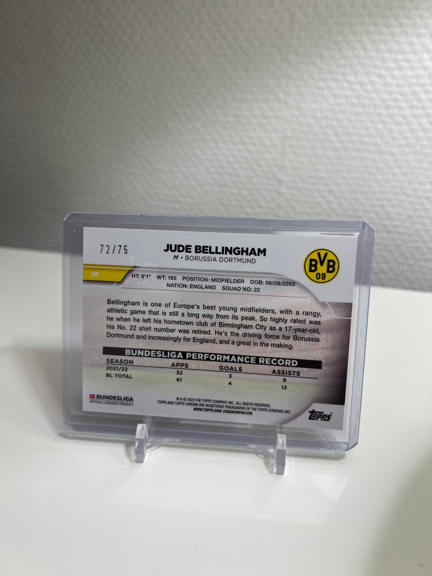 Chrome 22-23 - Jude Bellingham Pink Wave /75 - Borussia Dortmund