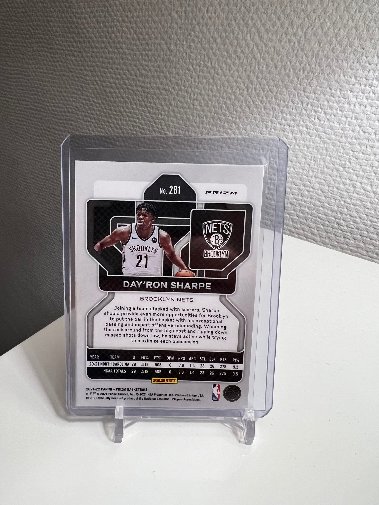 Prizm 21-22 - Dayron Sharpe Tri-Color RC Card - Brooklyn Nets