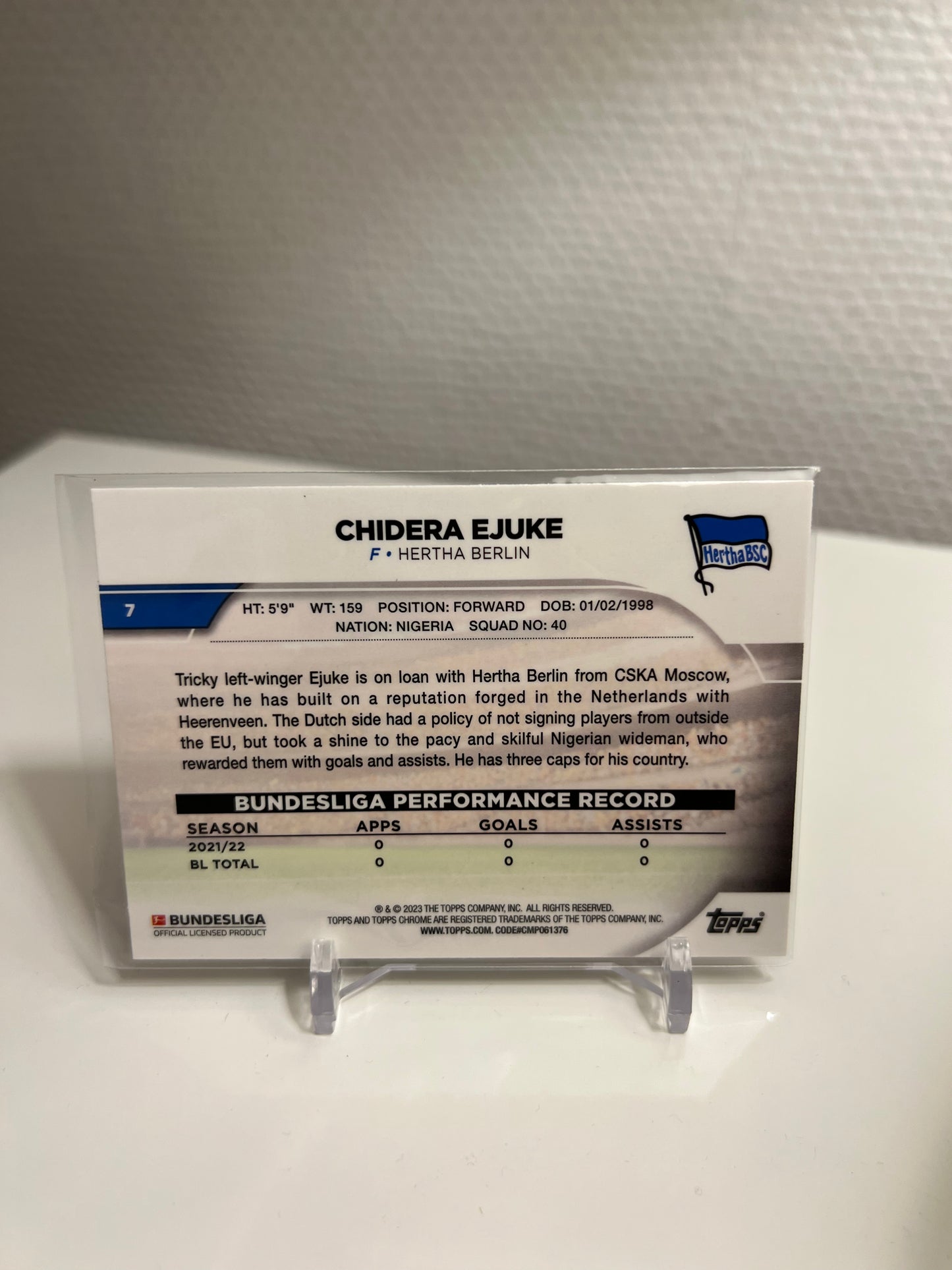 Chrome 22-23 - Chidera Ejuke RC Card - Hertha BSC Berlin