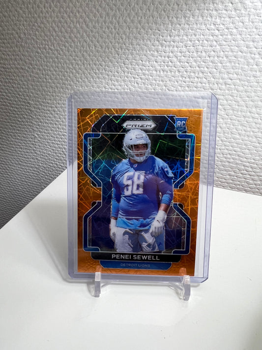 Prizm 21 - Penei Sewell Orange Velocity RC Card - Detroit Lions