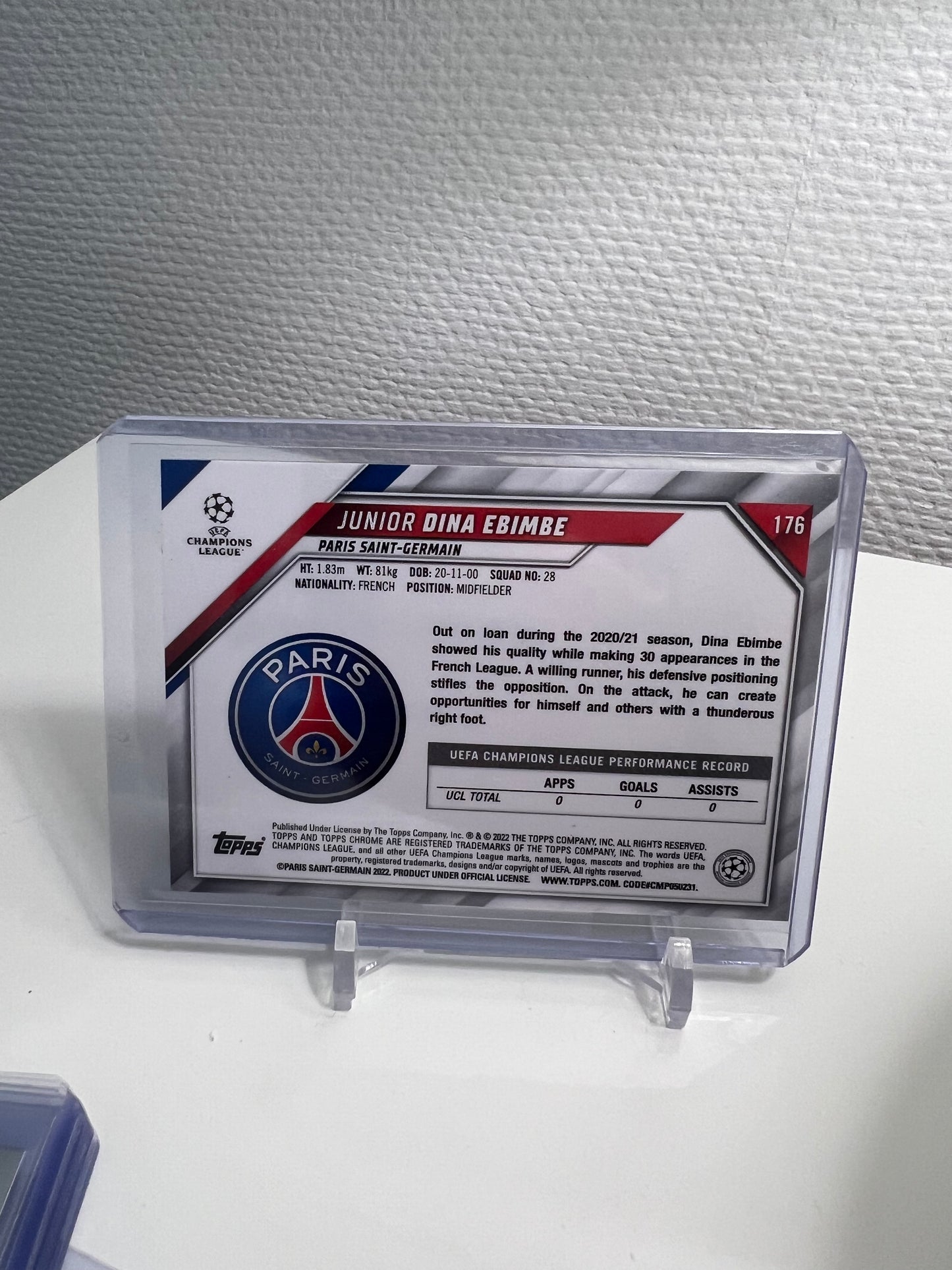 Chrome 21-22 - Junior Dina Ebimbe RC Card - Paris Saint-Germain