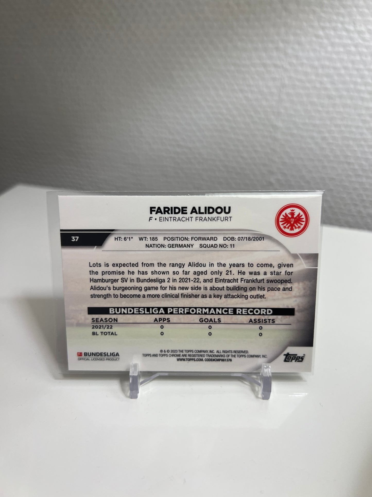 Chrome 22-23 - Faride Alidou Muani RC Card - Eintracht Frankfurt