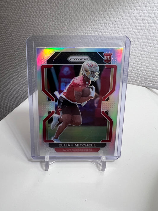 Prizm 21 - Elijah Mitchell Silver Holo RC Card - San Francisco 49ers