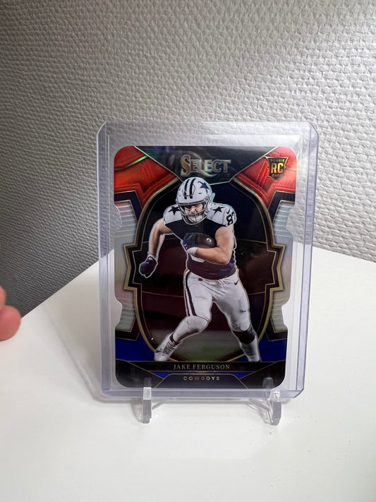 Select 22 - Jake Ferguson Tri-Color Die-Cut RC-Card Prizm - Dallas Cowboys