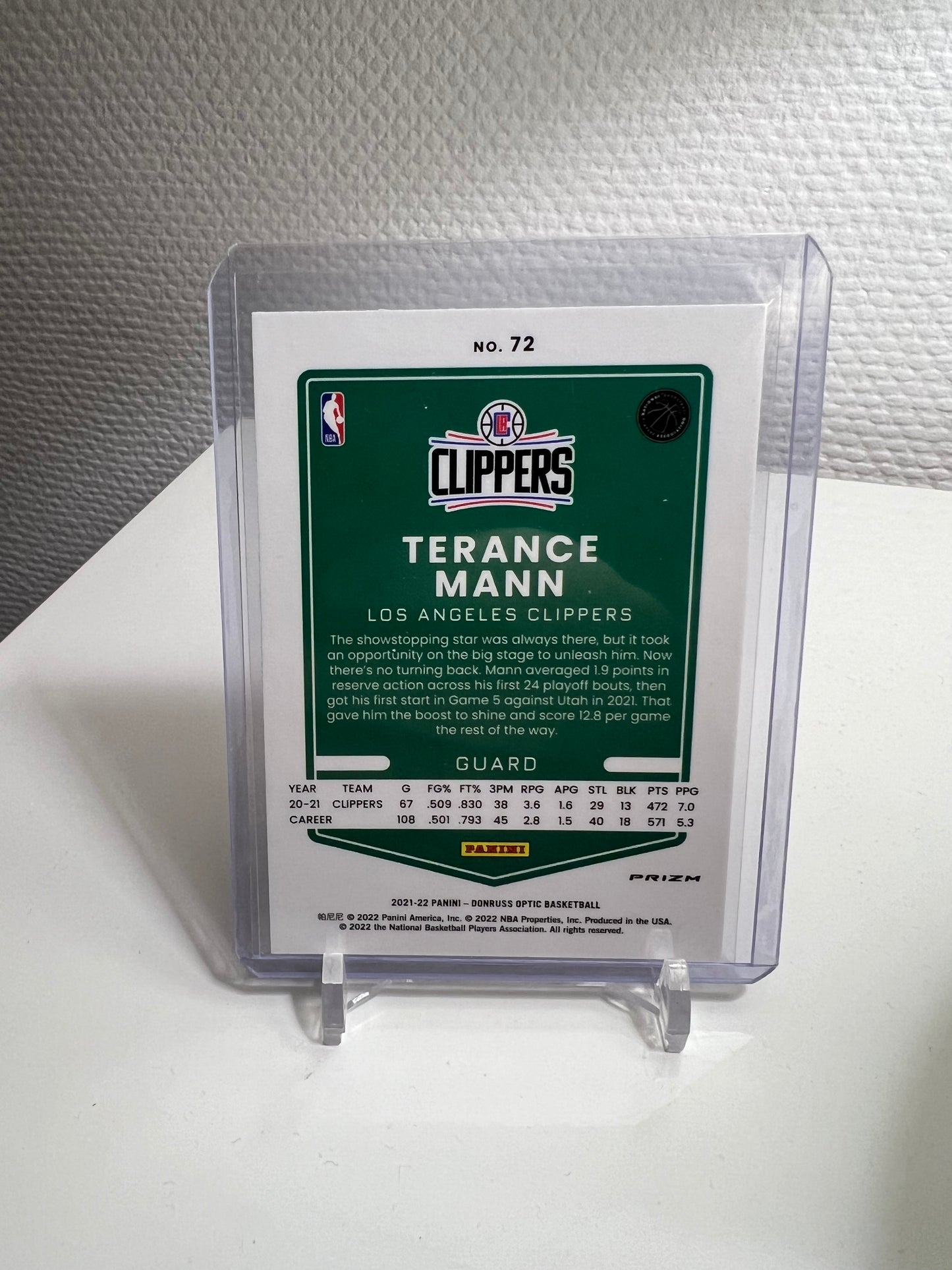 Donruss Optic 21-22 - Terance Mann Purple Prizm - Los Angeles Clippers