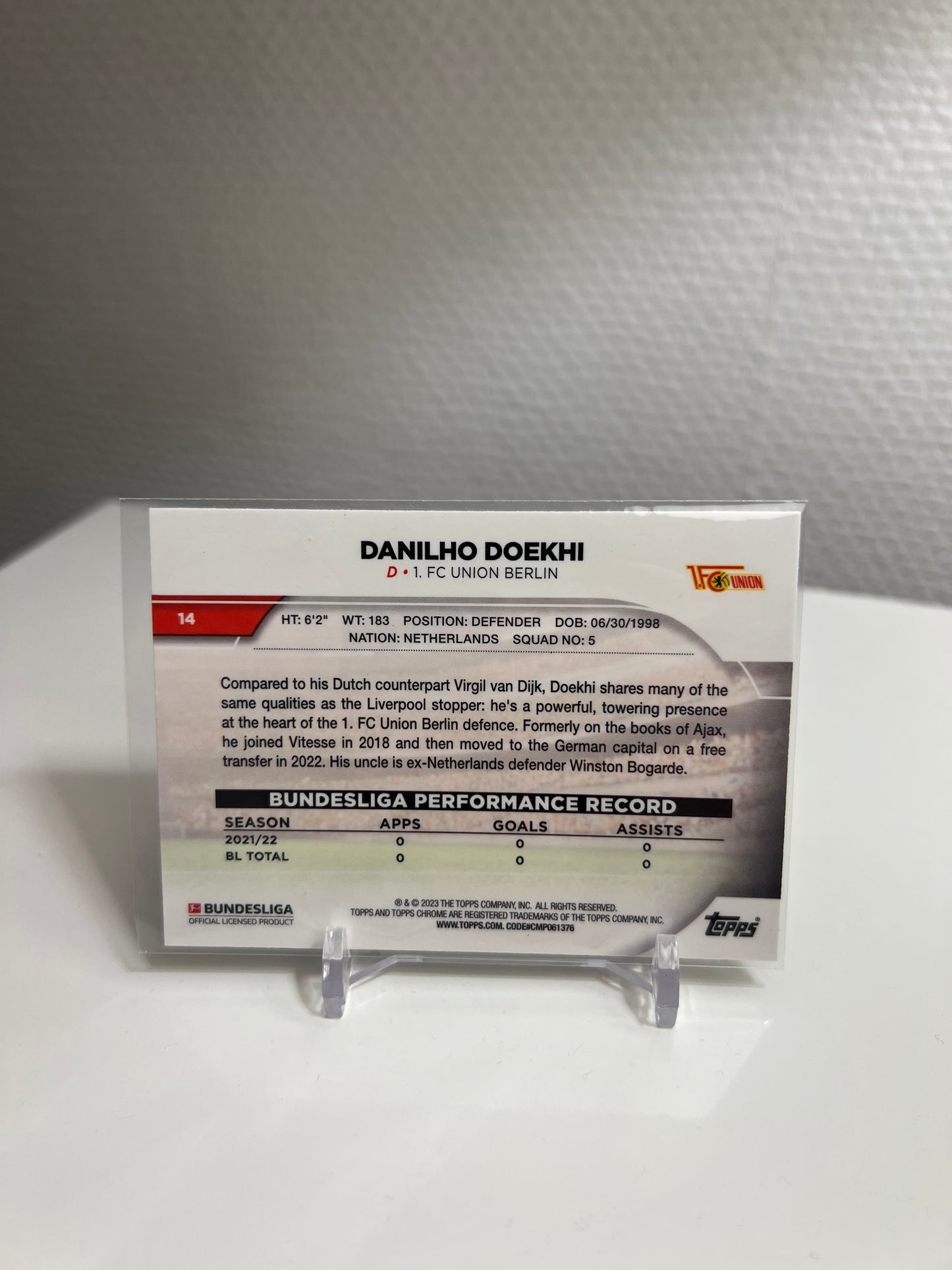 Chrome 22-23 - Danilho Doekhi RC Card - 1. FC Union Berlin