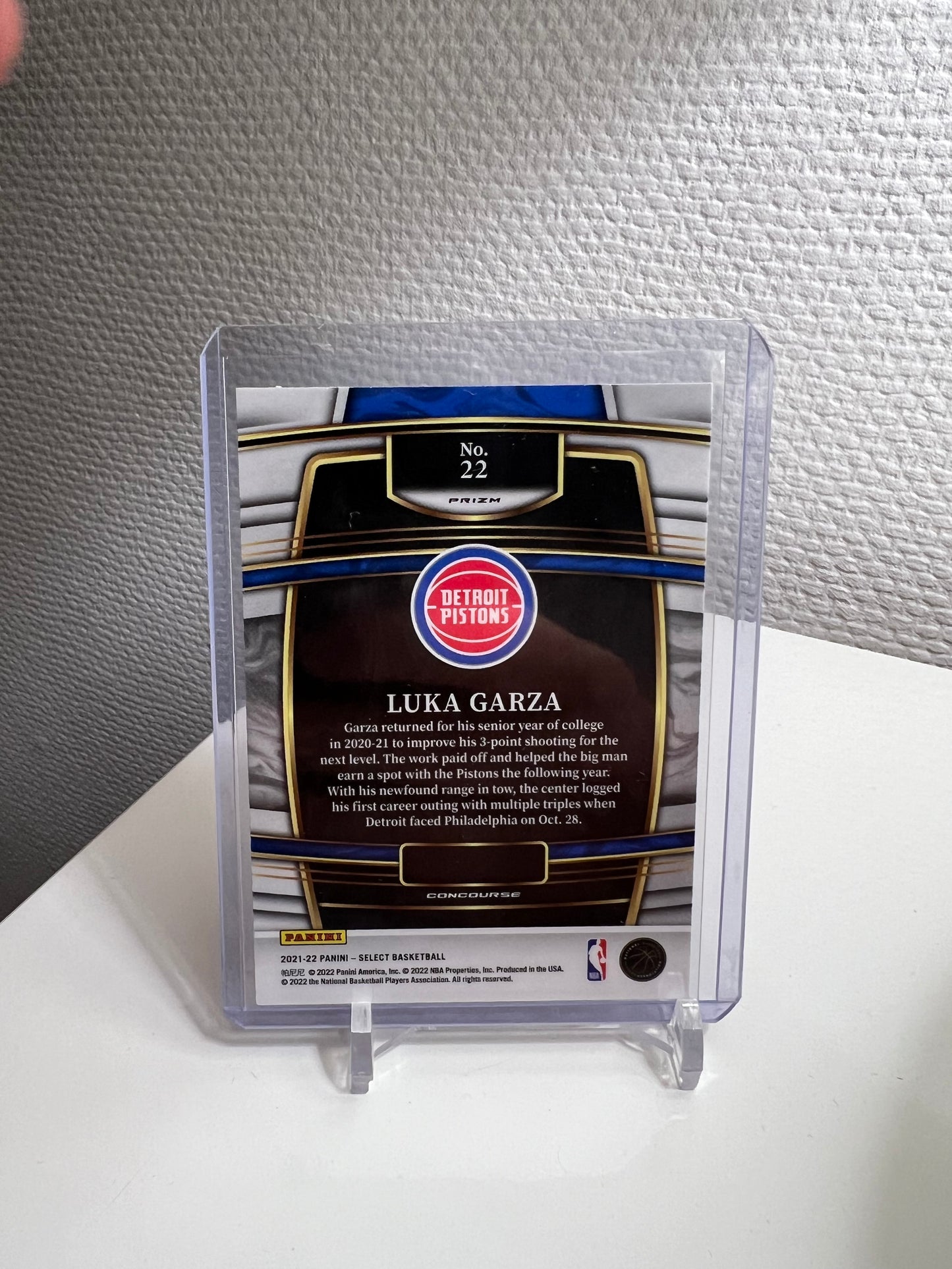 Select 21-22 - Luka Garza Orange Shimmer Prizm RC Card - Detroit Pistons